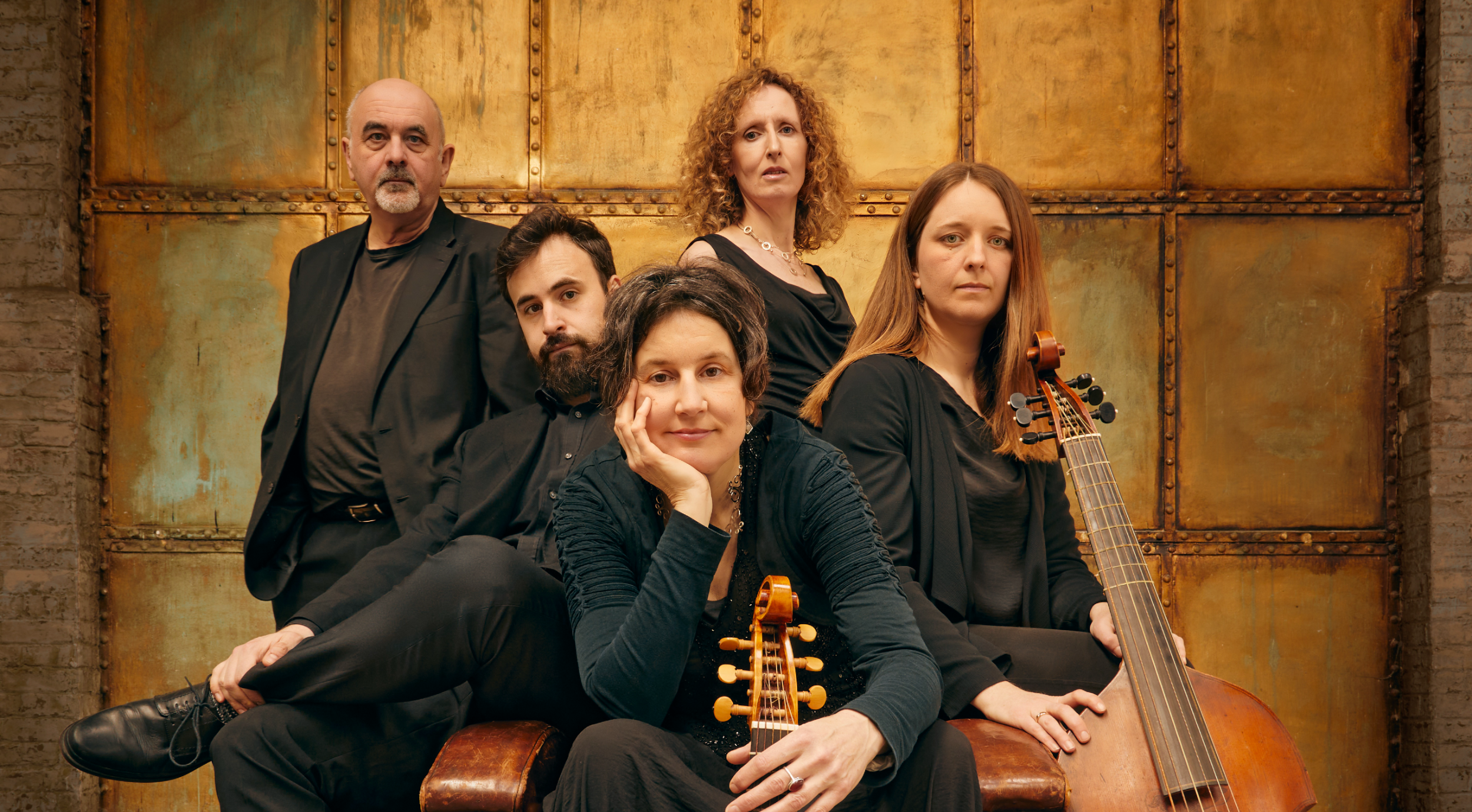 Fretwork Viol Consort with their instruments