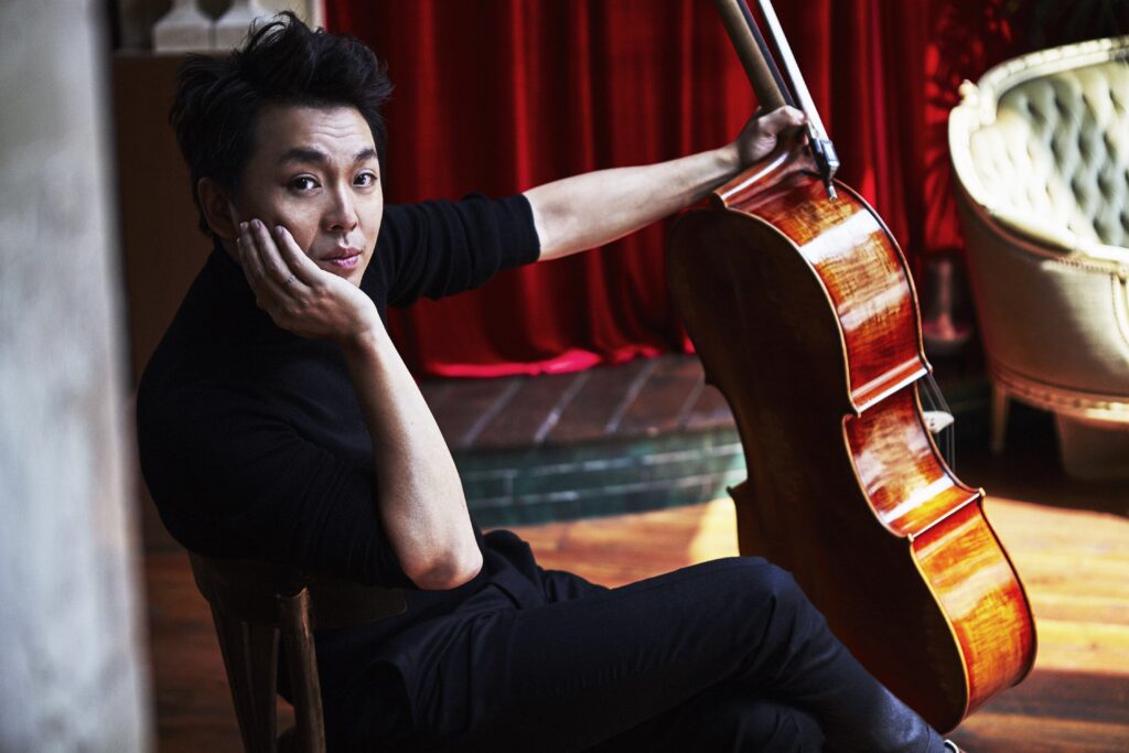 Cellist, Li Wei Qin with his cello